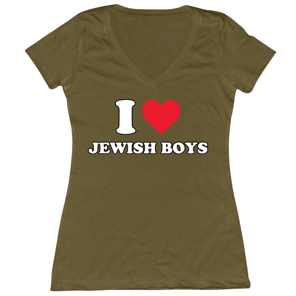 I Heart Jewish Boys Womens V-Neck Tee